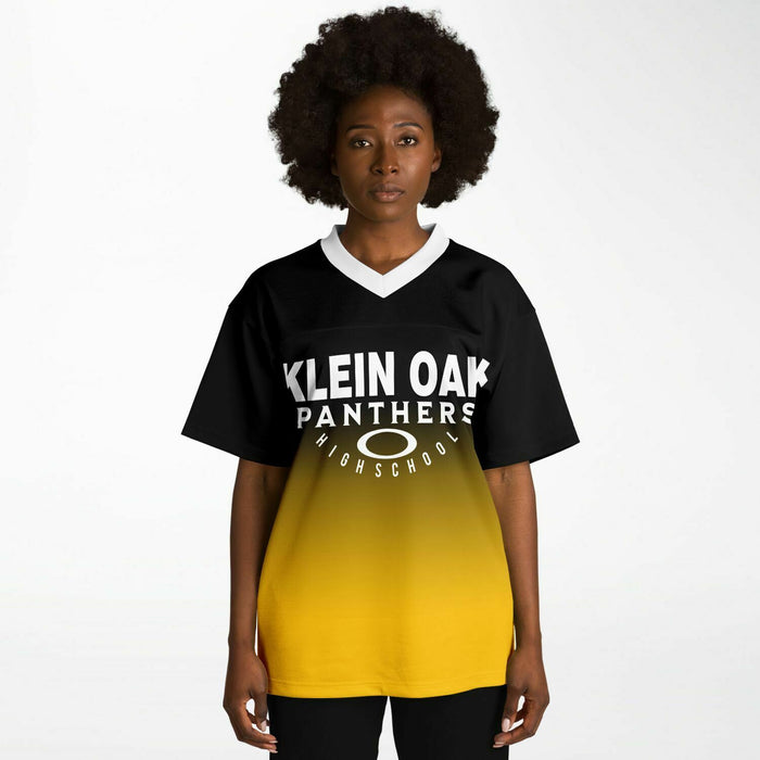 Black woman wearing Klein Oak Panthers football Jersey