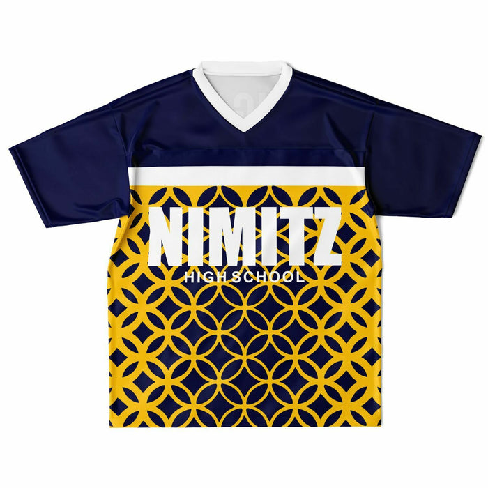 Nimitz Cougars High School football jersey laying flat - front 