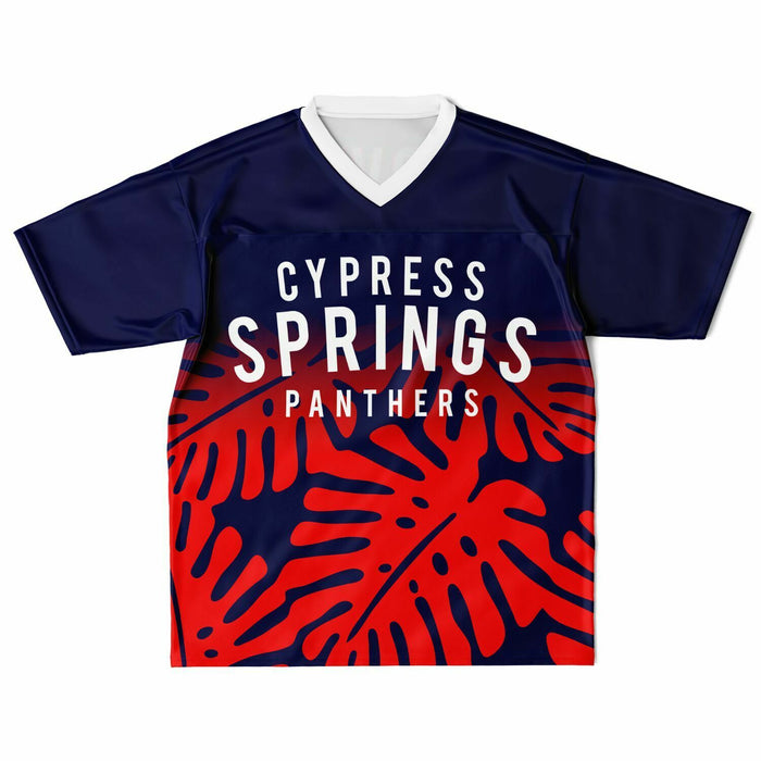 Cypress Springs Panthers football jersey laying flat - front 