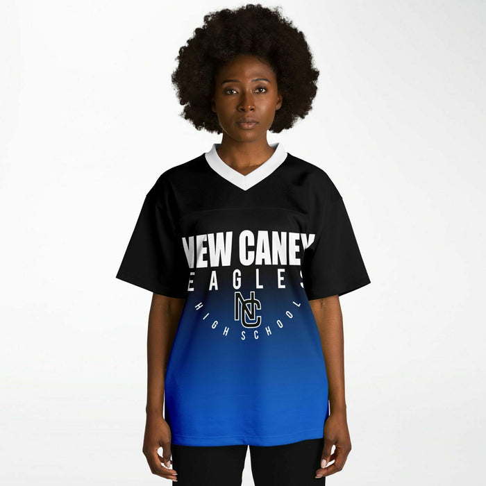 Black woman wearing New Caney Eagles football Jersey 05