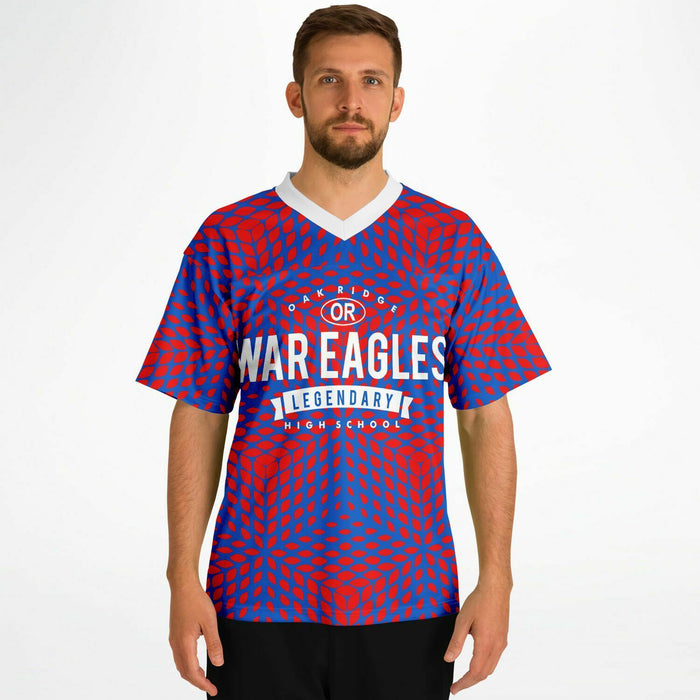 Man wearing Oak Ridge War Eagles High School football jersey