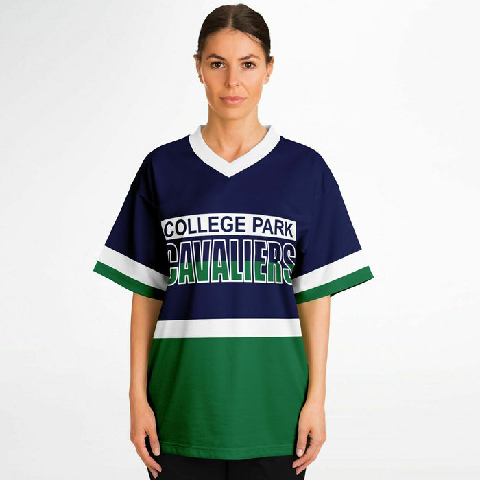 Women wearing College Park Cavaliers football jersey 10