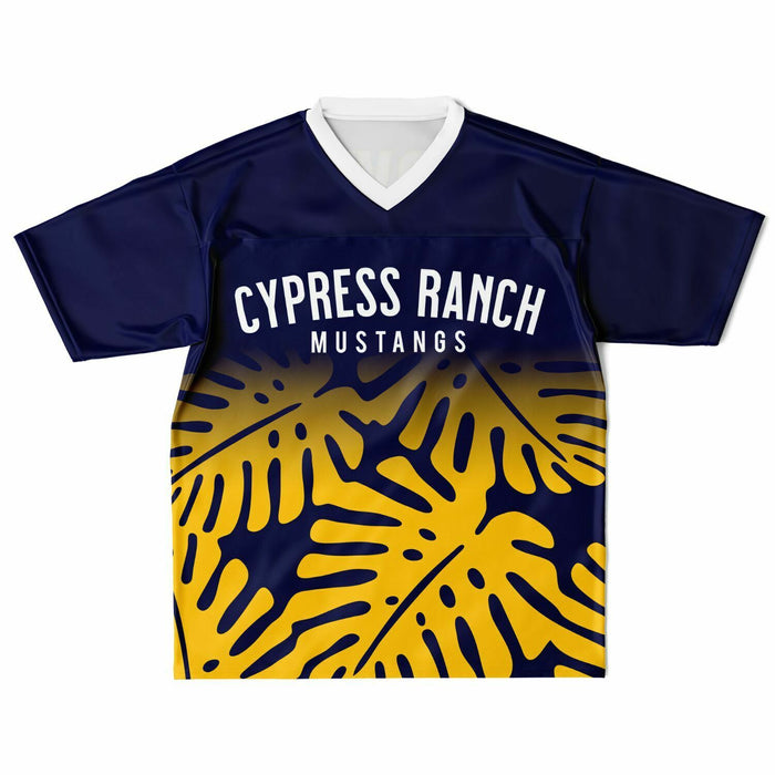 Cypress Ranch Mustangs football jersey laying flat - front 