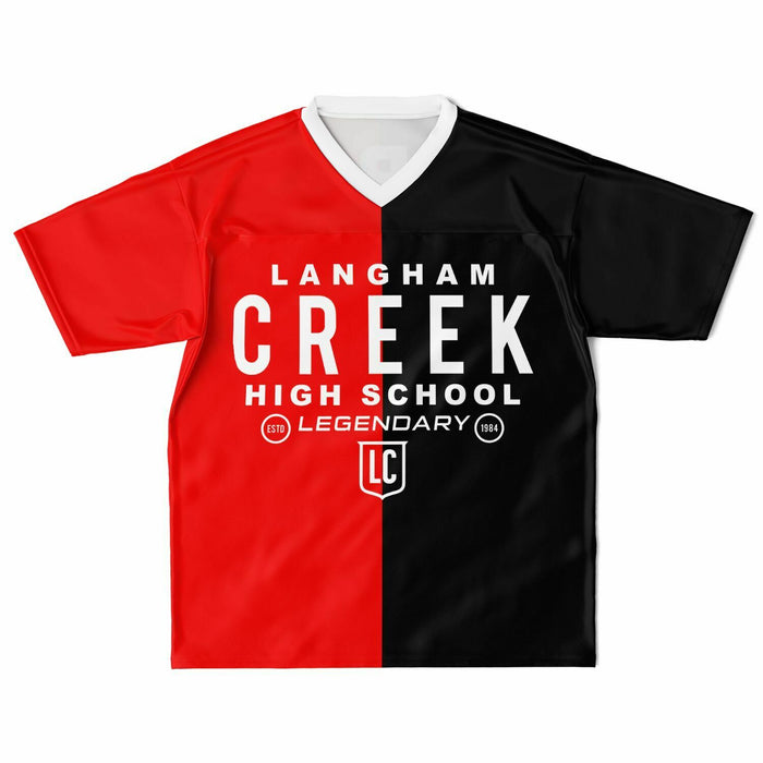 Langham Creek Lobos football jersey laying flat - front 