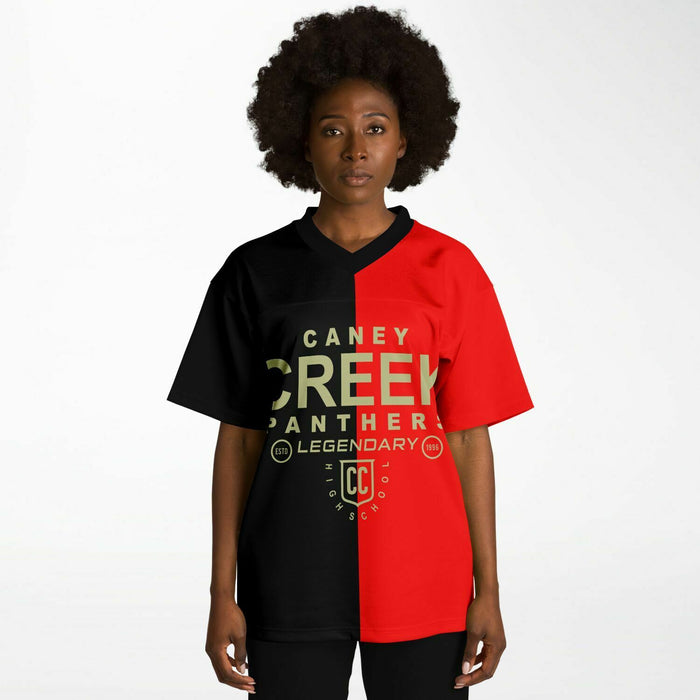 Black woman wearing Caney Creek Panthers football Jersey 04