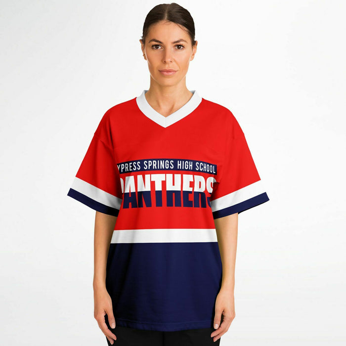 Women wearing Cypress Springs Panthers football jersey