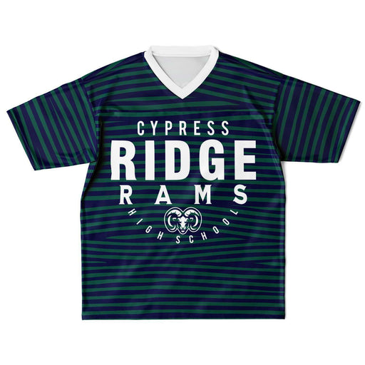 Cypress Ridge Rams football jersey laying flat - front 