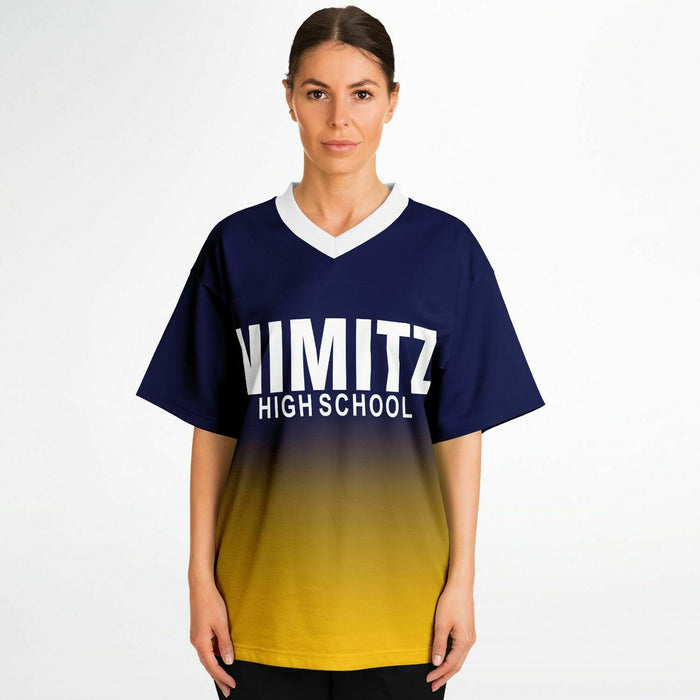 Women wearing Nimitz Cougars High School football jersey