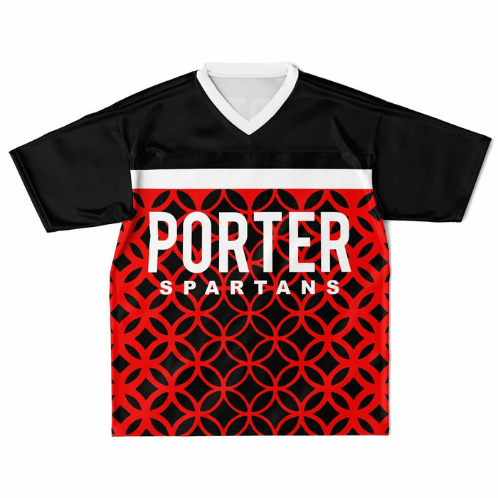 Porter Spartans High School football jersey laying flat - front 