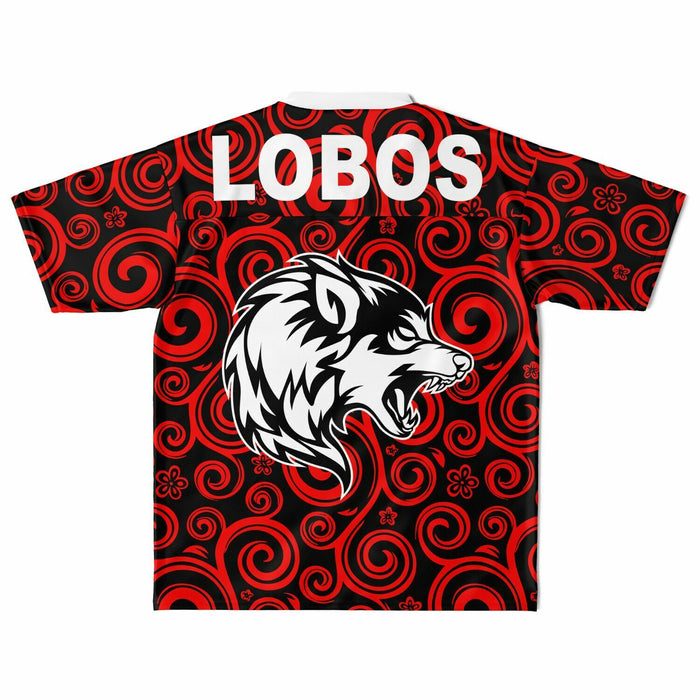 Langham Creek Lobos football jersey laying flat - back