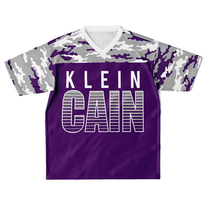 Klein Cain Hurricanes football jersey laying flat - front 