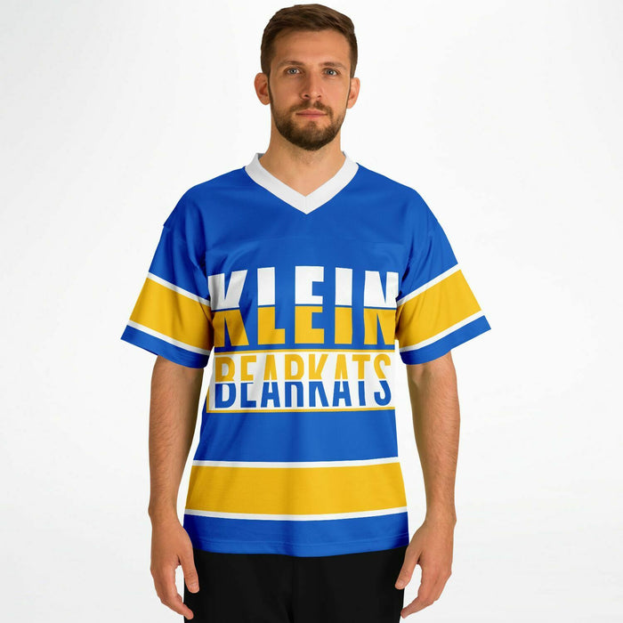 Man wearing Klein Bearkats football jersey