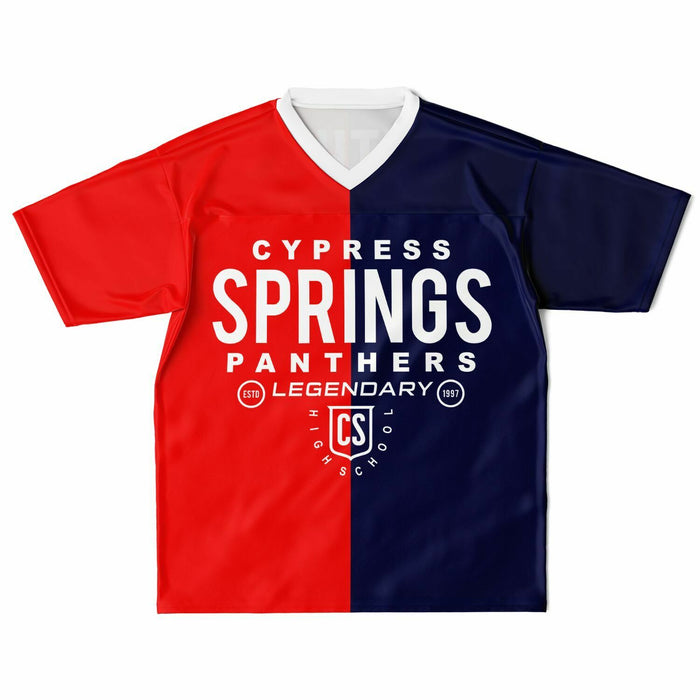 Cypress Springs Panthers football jersey laying flat - front 