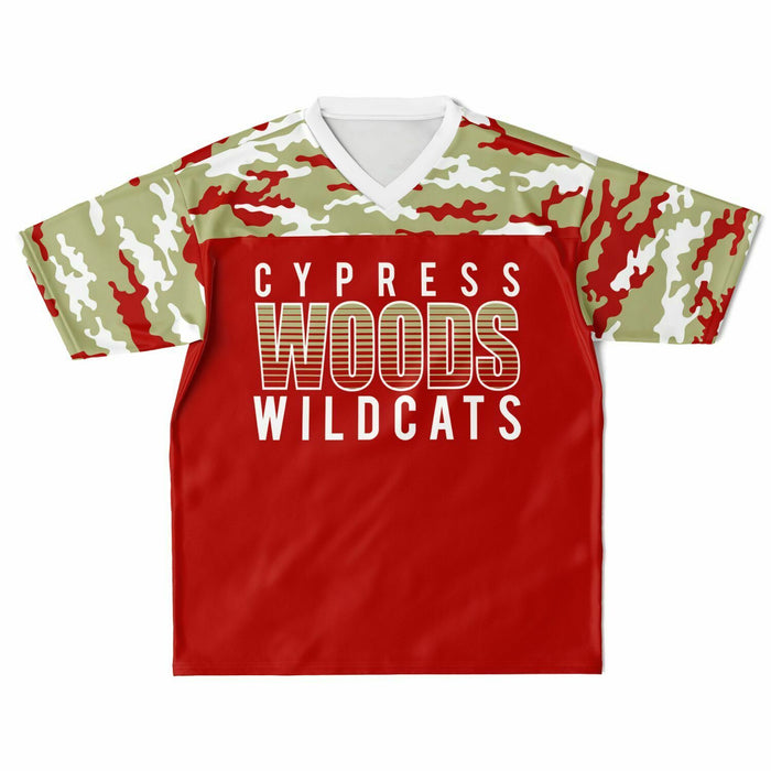 Cypress Woods Wildcats football jersey laying flat - front  08