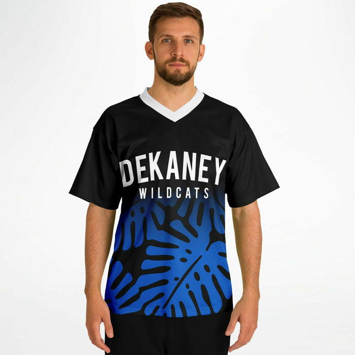 Man wearing Dekaney Wildcats football jersey