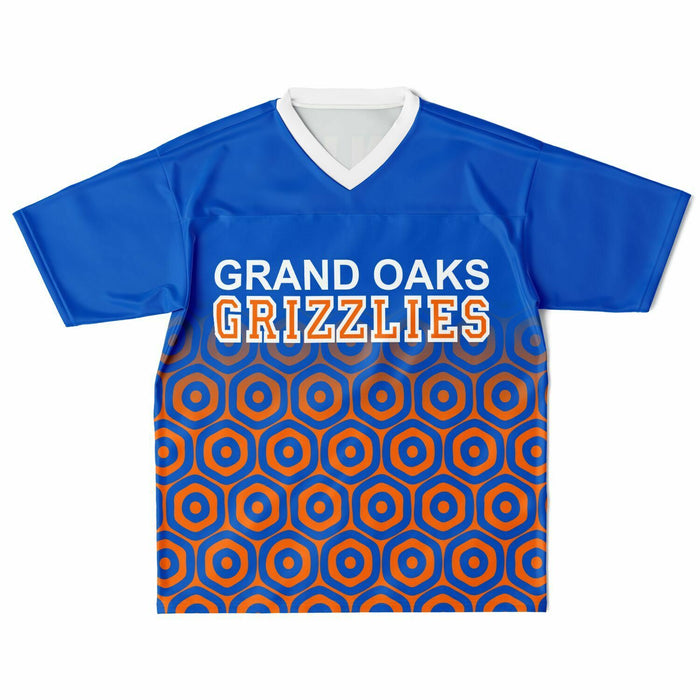 Grand Oaks Grizzlies football jersey laying flat - front 