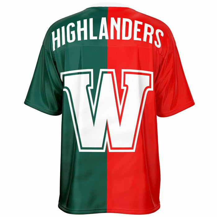 The Woodlands Highlanders High School football jersey -  ghost view - back