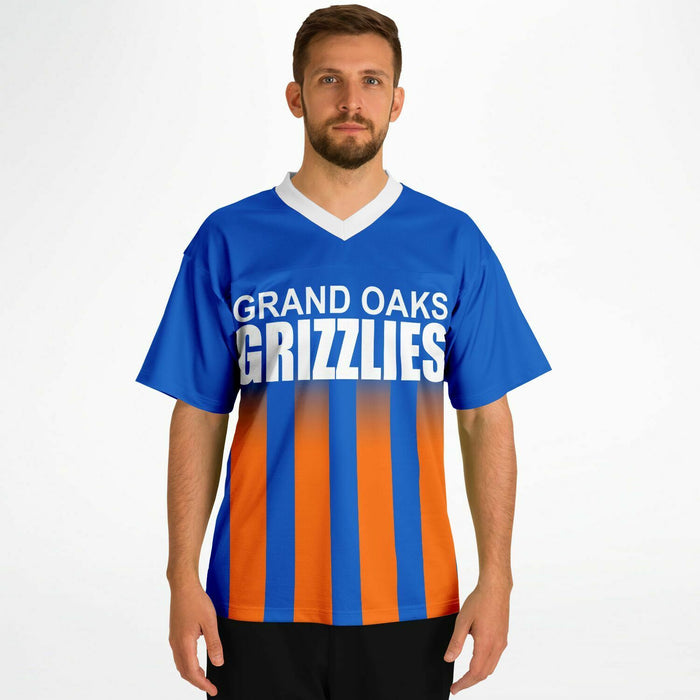 Man wearing Grand Oaks Grizzlies football jersey