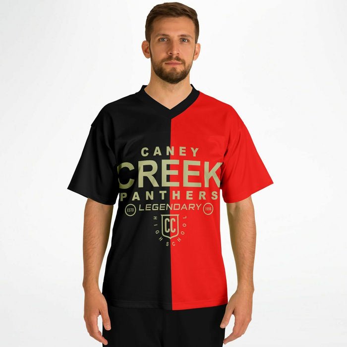 Man wearing Caney Creek Panthers football jersey 04