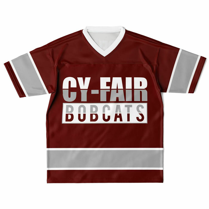 Cy-Fair Bobcats football jersey laying flat - front 