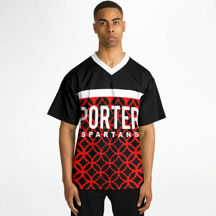 Black man wearing Porter Spartans High School football Jersey