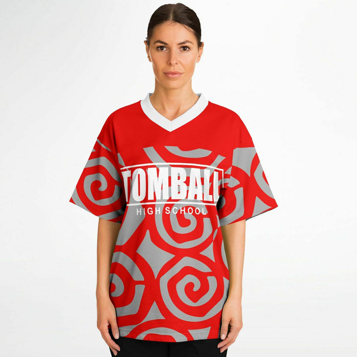 Women wearing Tomball Cougars High School football jersey