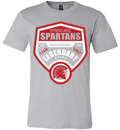Cypress Lakes Spartans Premium Silver T-shirt - Design 14