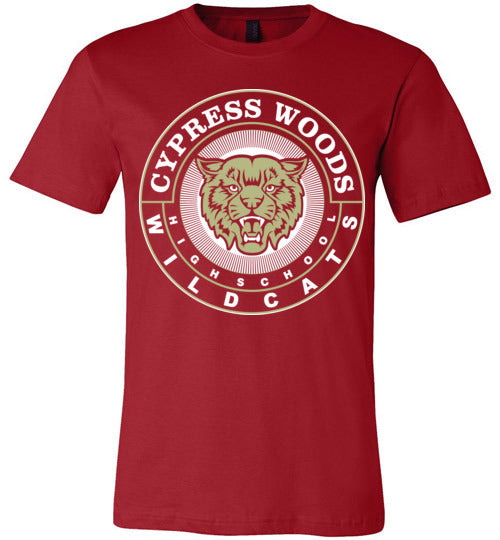 Cypress Woods Wildcats Premium Deep Red T-shirt - Design 02