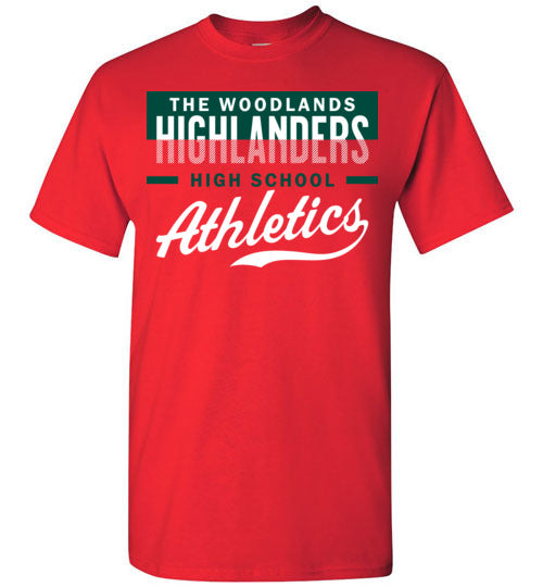 The Woodlands High School Highlanders Red Unisex T-shirt 48