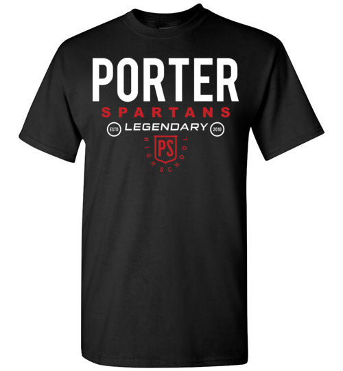 Porter High School Spartans Black Unisex T-shirt 03