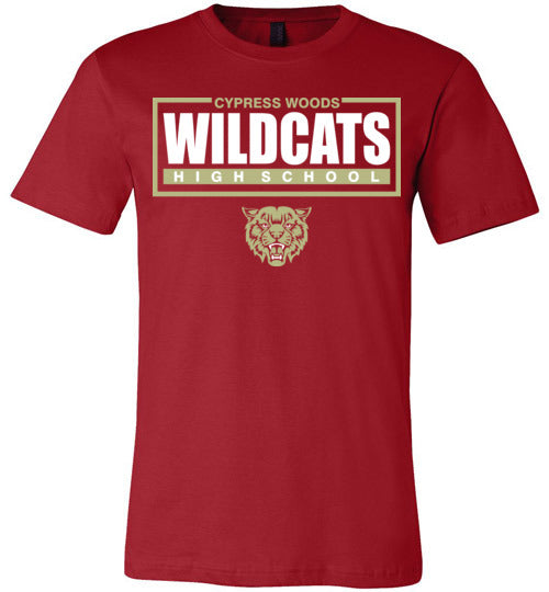 Cypress Woods Wildcats Premium Deep Red T-shirt - Design 49