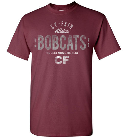 Cy-Fair High School Bobcats Maroon Unisex T-shirt 40