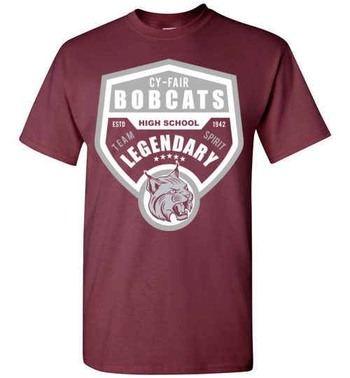 Cy-Fair High School Bobcats Maroon Unisex T-shirt 14