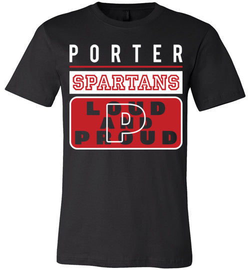 Porter Spartans Premium Black T-shirt - Design 86