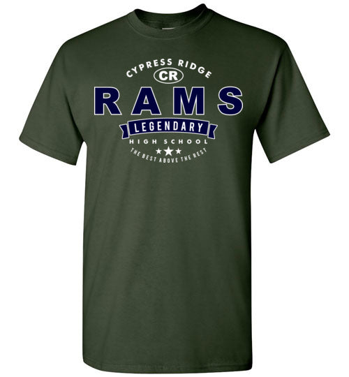 Cypress Ridge High School Rams Forest Green  Unisex T-shirt 44