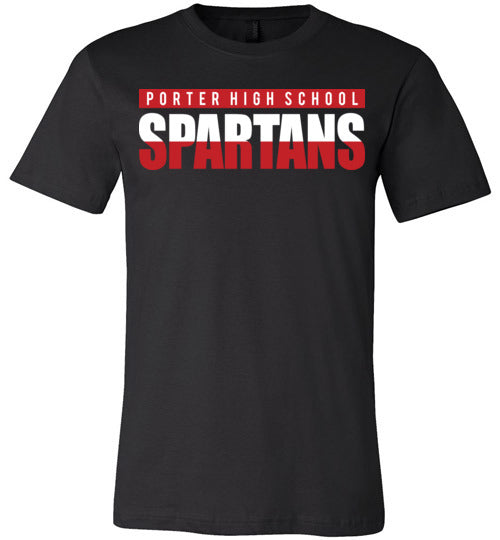 Porter Spartans Premium Black T-shirt - Design 25