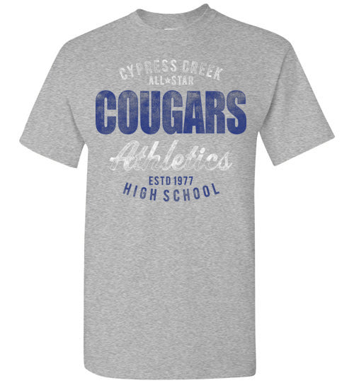 Cypress Creek High School Cougars Sports Grey Unisex T-shirt 34
