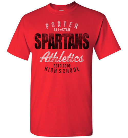 Porter High School Spartans Red Unisex T-shirt 34