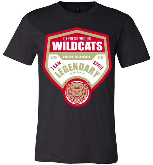 Cypress Woods Wildcats Premium Black T-shirt - Design 14