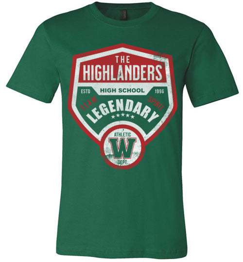 The Woodlands Highlanders Premium Evergreen T-shirt - Design 14