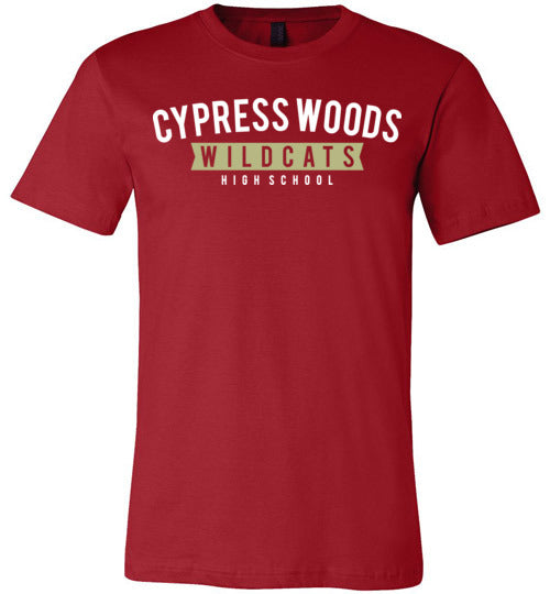 Cypress Woods Wildcats Premium Deep Red T-shirt - Design 21