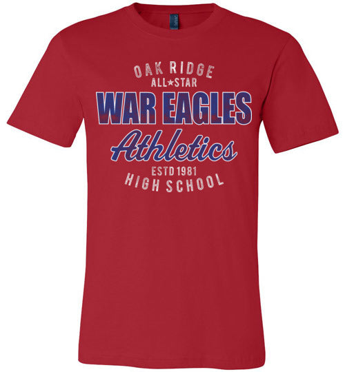 Oak Ridge War Eagles Premium Red T-shirt - Design 34