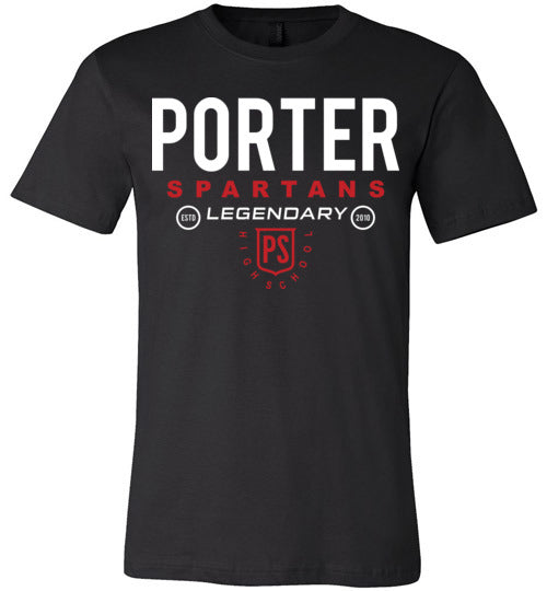 Porter Spartans Premium Black T-shirt - Design 03