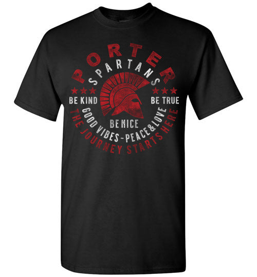 Porter High School Spartans Black Unisex T-shirt 16