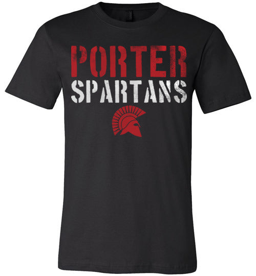 Porter Spartans Premium Black T-shirt - Design 17