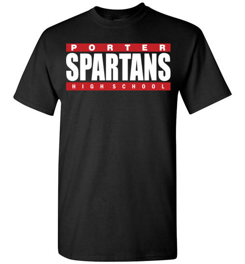 Porter High School Spartans Black Unisex T-shirt 98