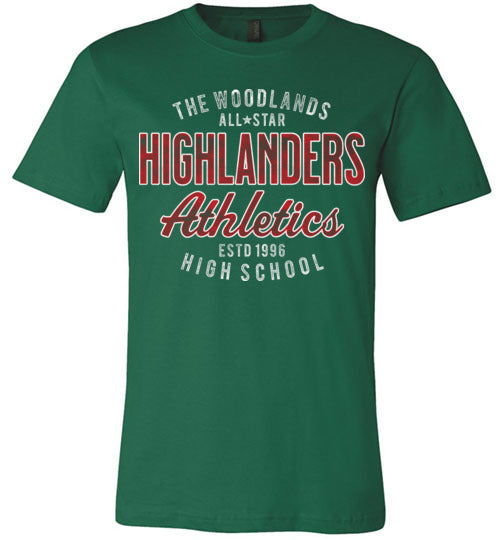 The Woodlands Highlanders Premium Evergreen T-shirt - Design 34