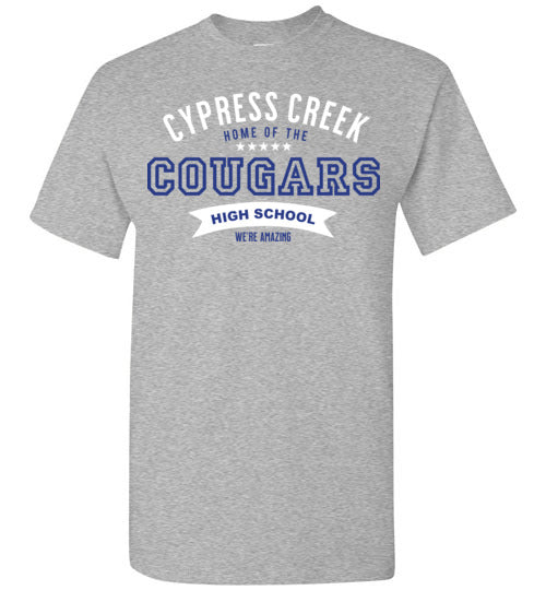 Cypress Creek High School Cougars Sports Grey Unisex T-shirt 96