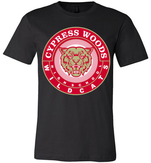 Cypress Woods Wildcats Premium Black T-shirt - Design 02