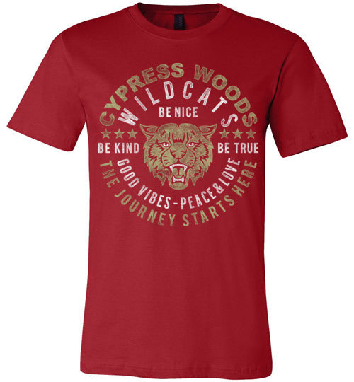 Cypress Woods Wildcats Premium Deep Red T-shirt - Design 16